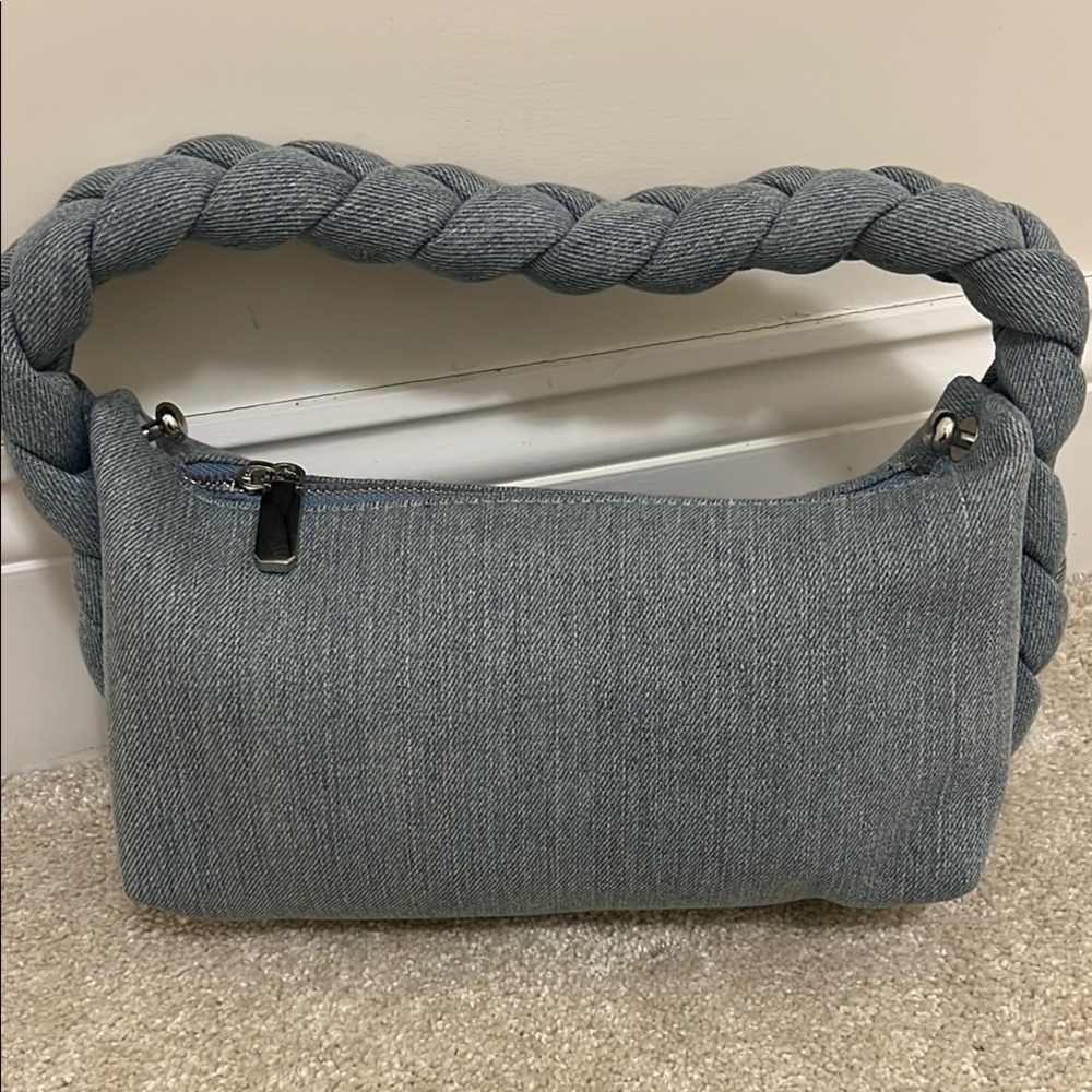 NWOT Stylish Denim w/Braided Handle Women's Bag